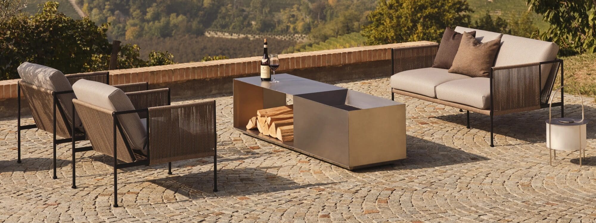 Image of Roshults Brazier and Antibes lounge furniture on sunny terrace