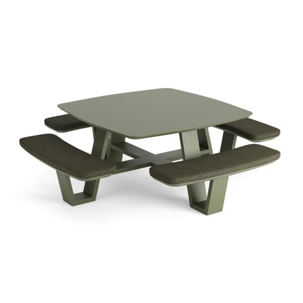Studio image of Jati Kebon Squadro dining table with cushions
