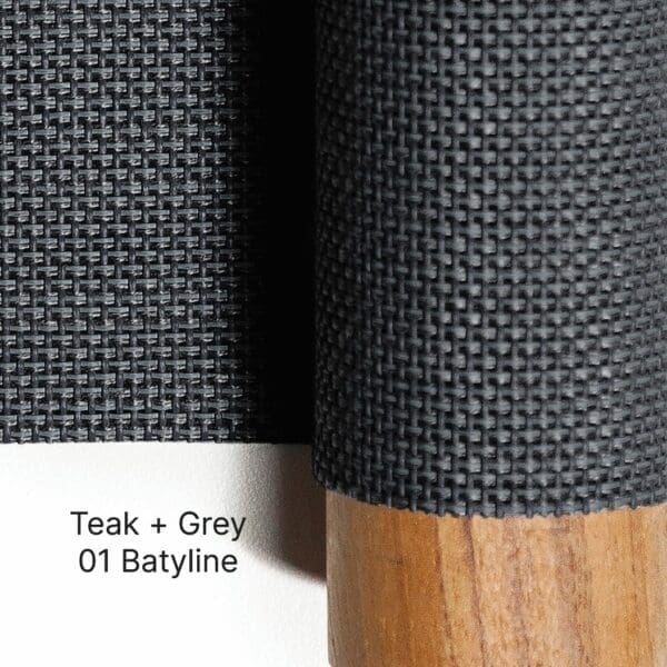 Image of teak and Grey Batyline swatch used for RODA furniture