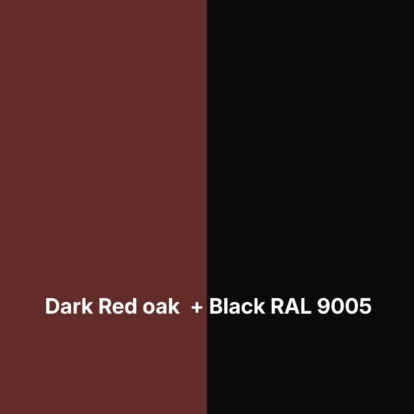 Image of dark red oak and black steel swatch