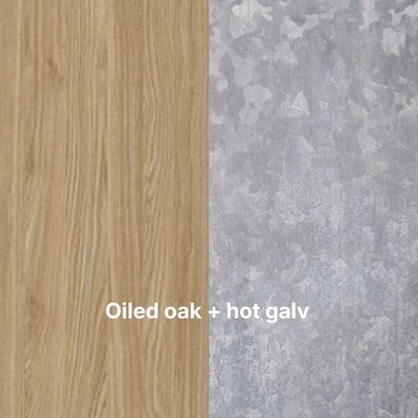 Image of swatch of oiled oak and hot galv steel