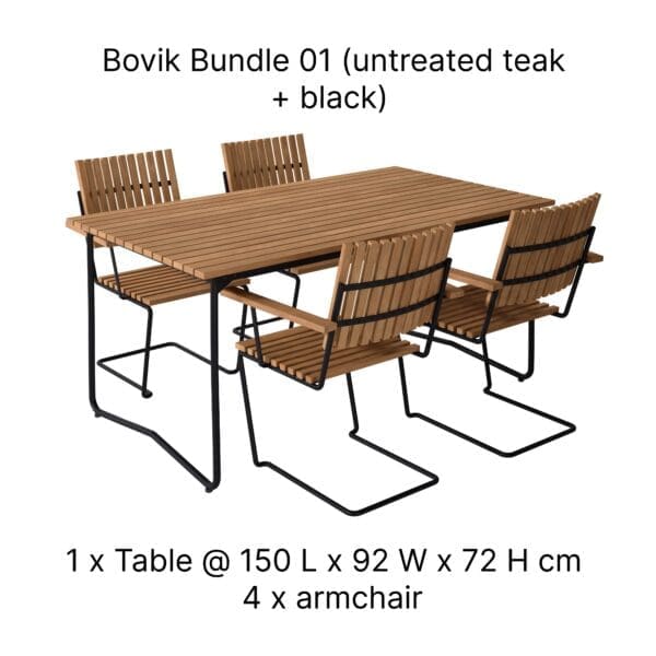 Image of Grythyttan Bovik furniture in black steel and untreated teak