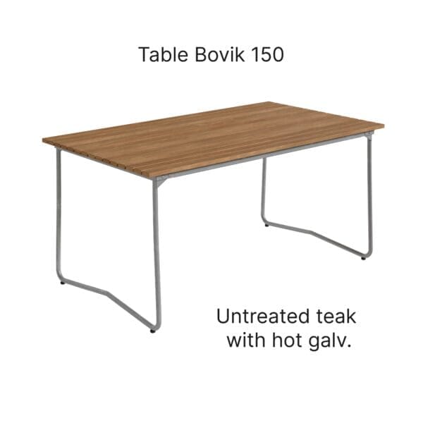 Studio image of Grythyttan Stahlmobler Bovik table in untreated teak and hot galv.