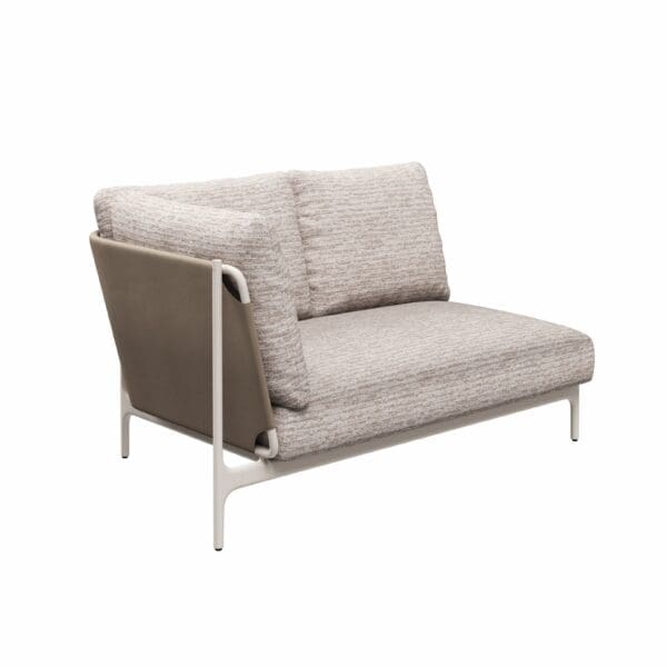 Studio image of Grand Sail Lounge left corner end unit in Sand and Bone finish combination by Gloster Furniture