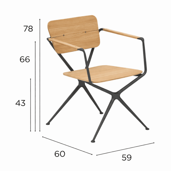 Studio image of Exes garden chair with teak seat and back by Royal Botania