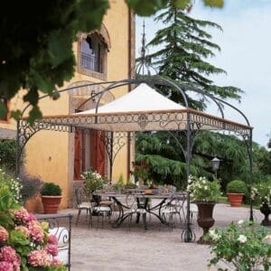Image of Unopiu Tibisco classic square gazebo outside large Italian country house