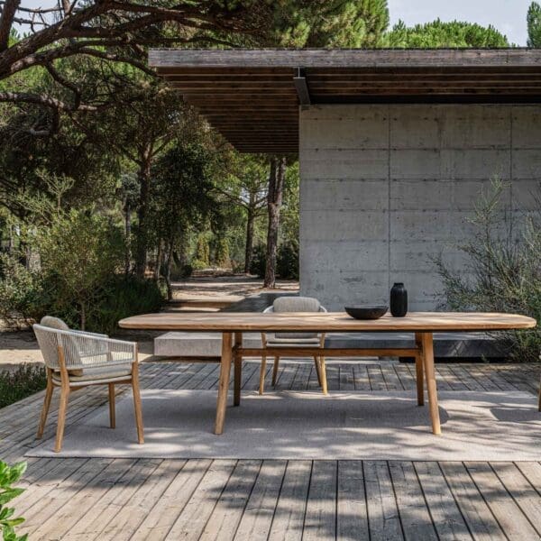 Image of Zidiz teak table and Cares teak dining chairs by Royal Botania