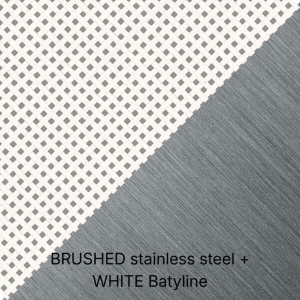 BRUSHED stainless steel + WHITE Batyline