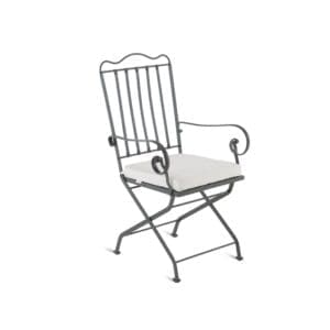 Studio image of Unopiu folding garden dining chair in graphite steel