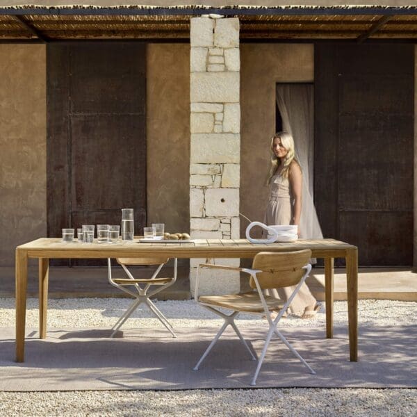 Image of Royal Botania Unite rectangular teak table and Exes chairs