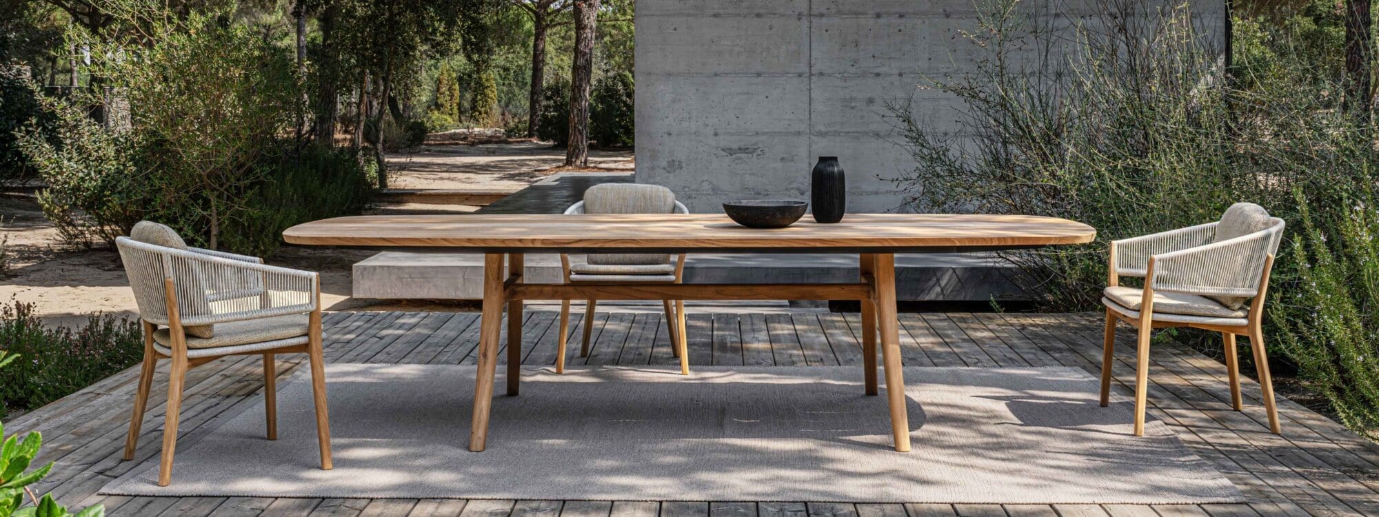 Image of Zidiz teak dining table and Cares teak garden chairs by Royal Botania