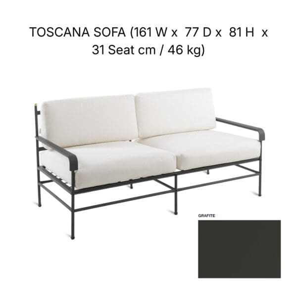 Studio image of Unopiu Toscana sofa in graphite galvanised steel