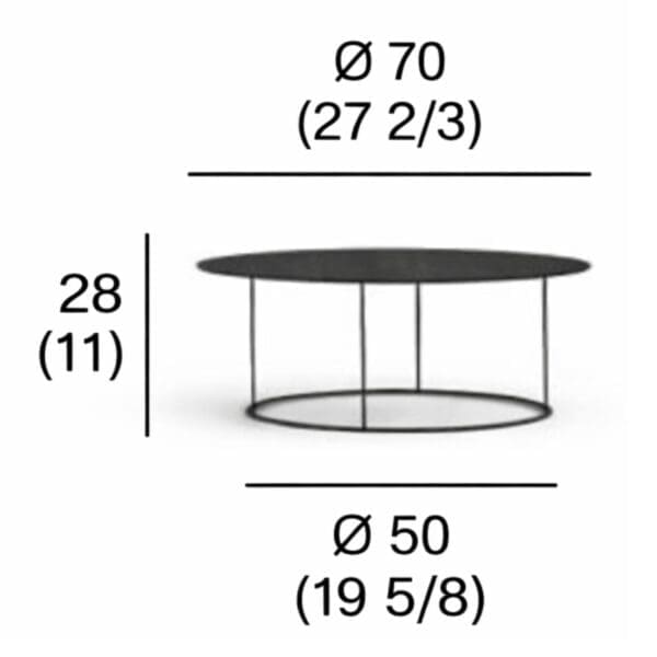 Image of line drawing of RODA ZEFIRO 002 coffee table