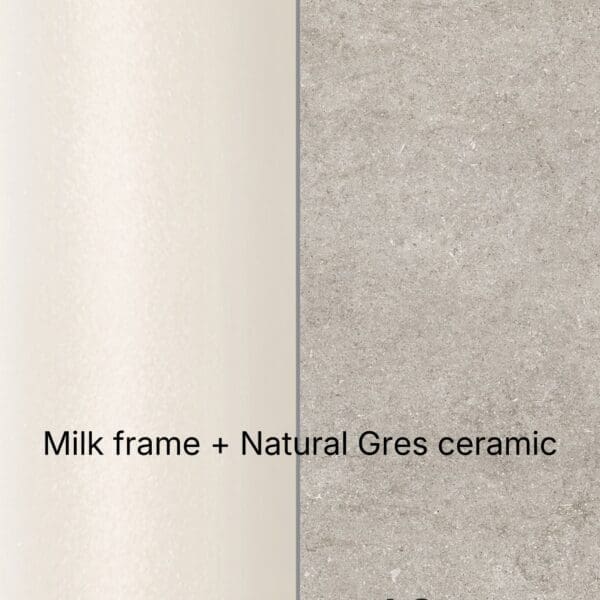 Image of swatch of milk frame and natural gres used for RODA furniture