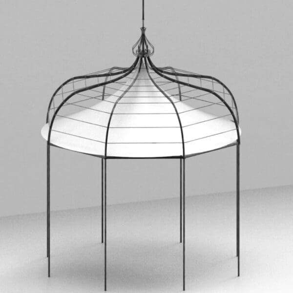 Studio image of Unopiu Solaire octagonal steel garden pavilion with waterproof canopy