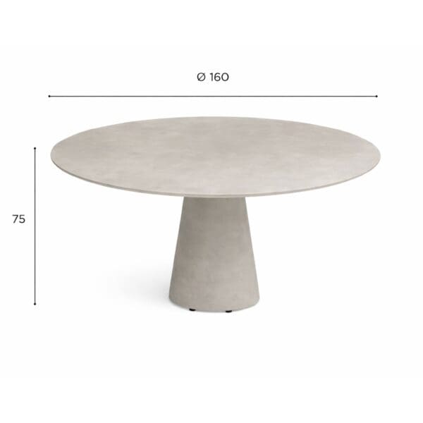 Studio image of Royal Botania Conix round table with dimensions