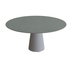 Studio image of Royal Botania Conix round dining table with ceramic top