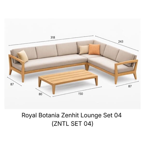 Image of render of Royal Botania Zenhit Lounge Set 04 (ZNTL SET 04) with dimensions