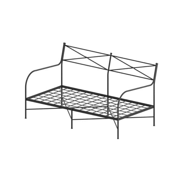 Studio image of wrought iron frame of Igea 2 seat sofa without cushions by Unopiu