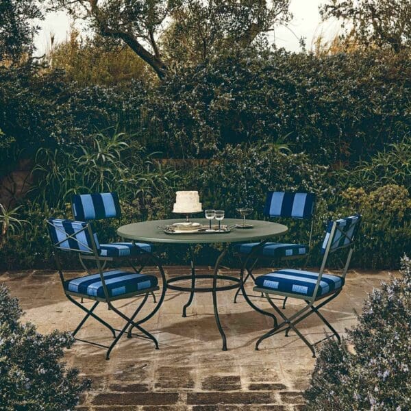 Image of Igea classical folding garden chairs and round wrought iron garden table