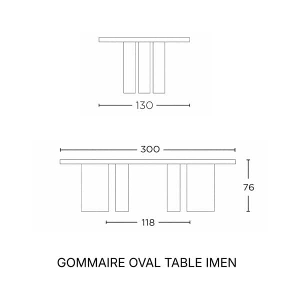 Line drawing of Gommaire Imen Oval Table