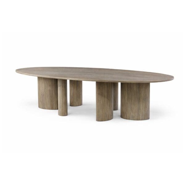 Studio image of Birdseye view of Gommaire Gommaire Imen Oval Table in natural teak grey
