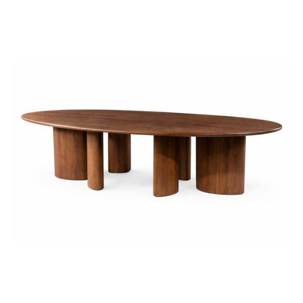 Studio image of Birdseye view of Gommaire Gommaire Imen Oval Table in Emas brown teak
