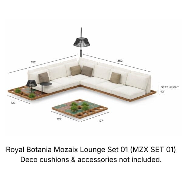 Royal Botania Mozaix Lounge Set 01 (MZX SET 01) with dimensions
