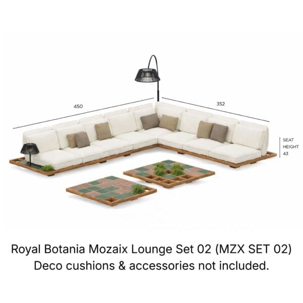 Image of Royal Botania Mozaix Lounge Set 02 (MZX SET 02) with dimensions