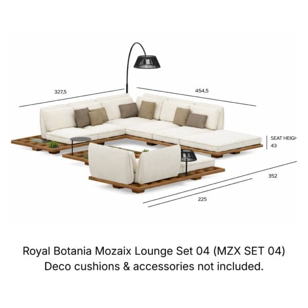 Royal Botania Mozaix Lounge Set 04 with dimensions