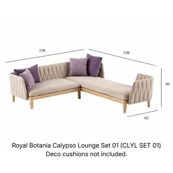 Studio image of Royal Botania Calypso Lounge Set 01 CLYL SET 01 with dimensions
